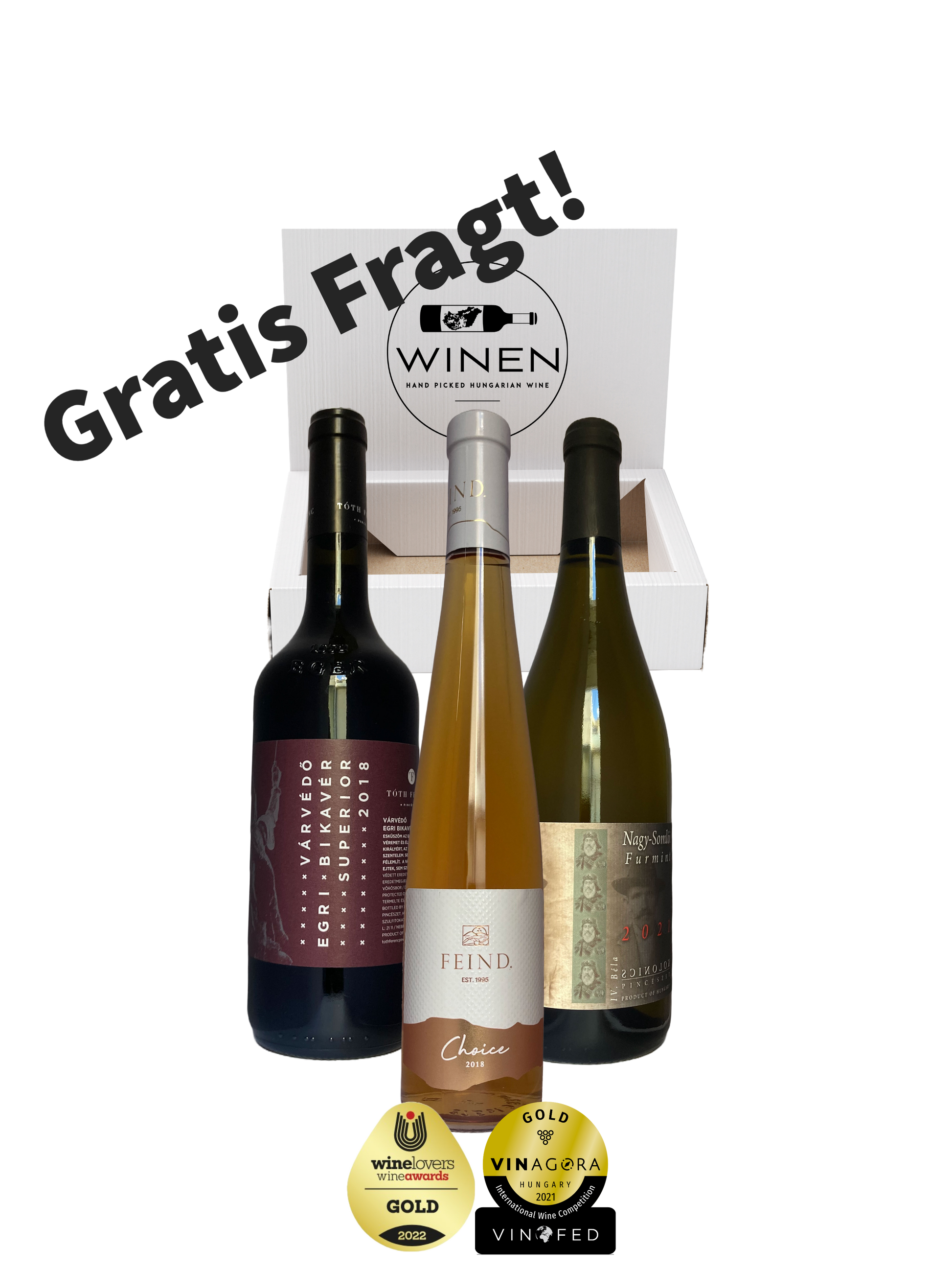 Introduktions kasse med vin - 1 rødvin, 1 hvidvin og 1 dessertvin